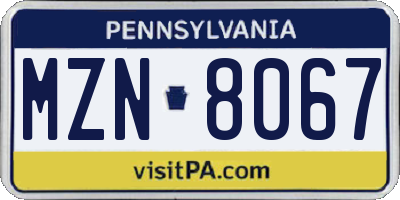 PA license plate MZN8067