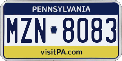 PA license plate MZN8083