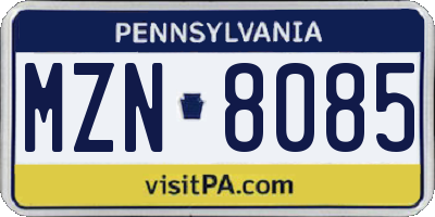 PA license plate MZN8085