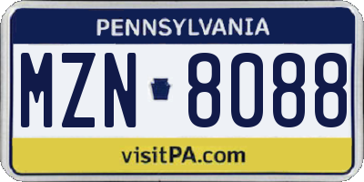 PA license plate MZN8088