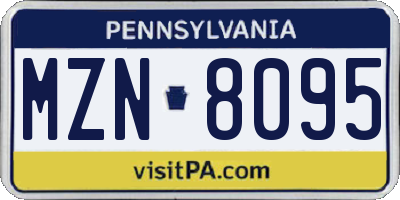 PA license plate MZN8095