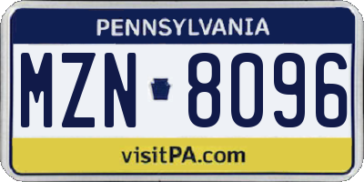 PA license plate MZN8096