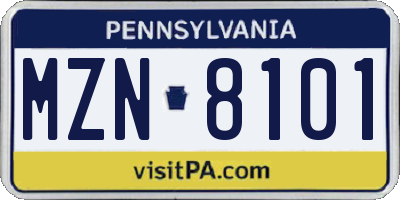 PA license plate MZN8101