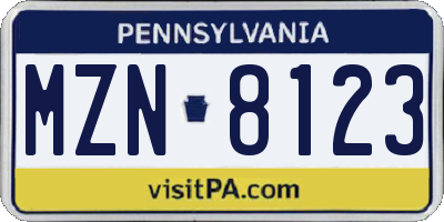 PA license plate MZN8123