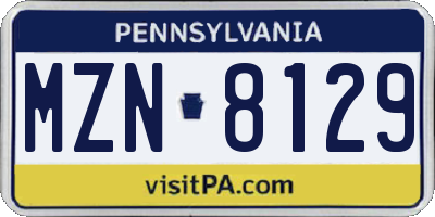 PA license plate MZN8129