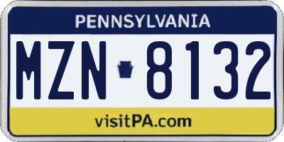 PA license plate MZN8132