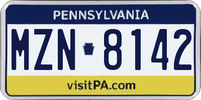 PA license plate MZN8142