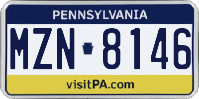 PA license plate MZN8146