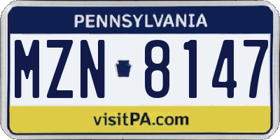 PA license plate MZN8147