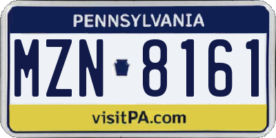 PA license plate MZN8161