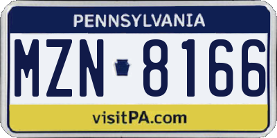 PA license plate MZN8166