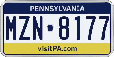 PA license plate MZN8177