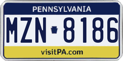 PA license plate MZN8186