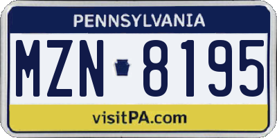 PA license plate MZN8195