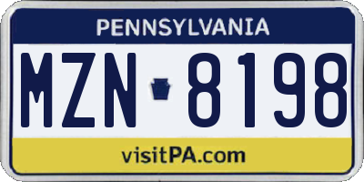 PA license plate MZN8198