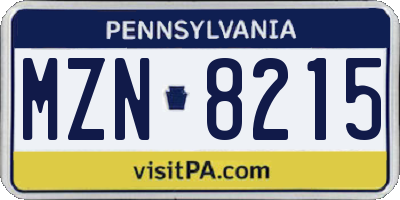 PA license plate MZN8215