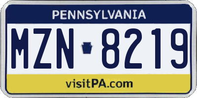 PA license plate MZN8219
