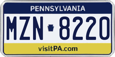 PA license plate MZN8220