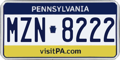 PA license plate MZN8222