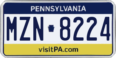 PA license plate MZN8224