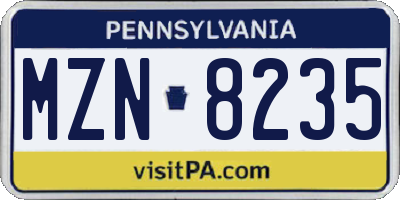 PA license plate MZN8235