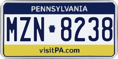 PA license plate MZN8238