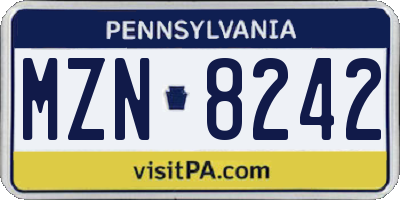 PA license plate MZN8242