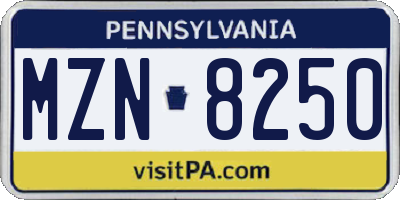 PA license plate MZN8250