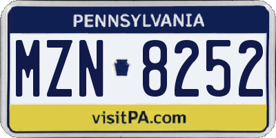 PA license plate MZN8252