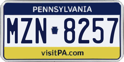 PA license plate MZN8257