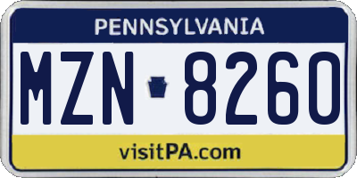 PA license plate MZN8260