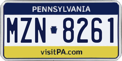 PA license plate MZN8261