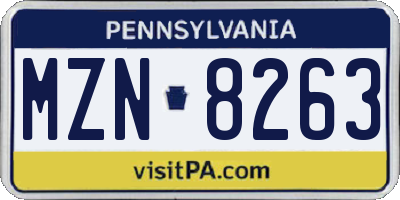 PA license plate MZN8263