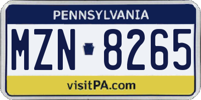 PA license plate MZN8265
