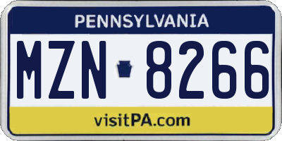 PA license plate MZN8266