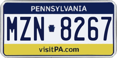 PA license plate MZN8267