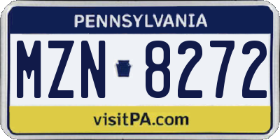 PA license plate MZN8272