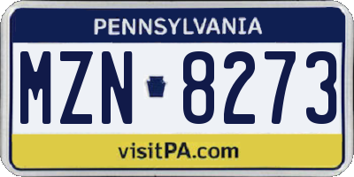 PA license plate MZN8273