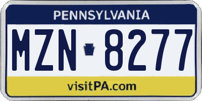 PA license plate MZN8277