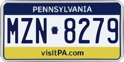 PA license plate MZN8279