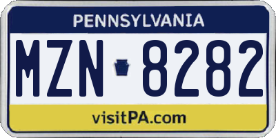 PA license plate MZN8282