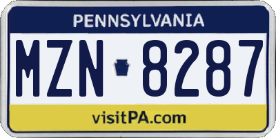 PA license plate MZN8287