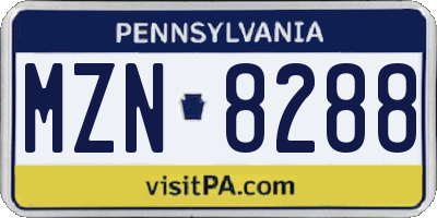 PA license plate MZN8288