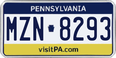 PA license plate MZN8293