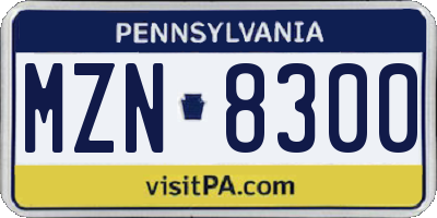 PA license plate MZN8300