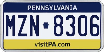 PA license plate MZN8306