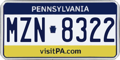 PA license plate MZN8322