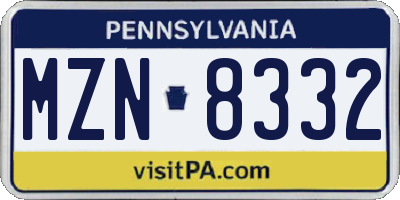 PA license plate MZN8332