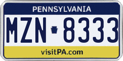 PA license plate MZN8333