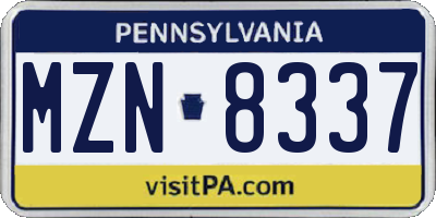 PA license plate MZN8337